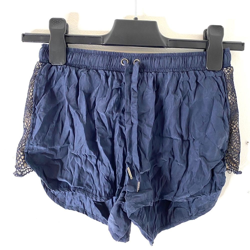 David Lerner Silk Navy Lace Shorts